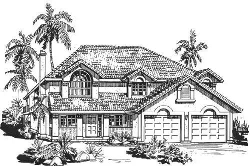 Southwest house plans 40-217 - front exterior, 1,264 sq ft, 3 bed, 2 bath house plans | Monster House Plans