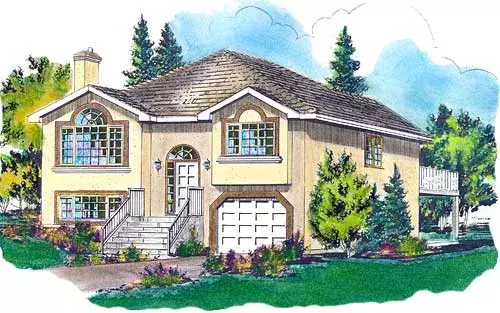 Traditional house plans 40-232 - front exterior, 1,301 sq ft, 3 bed, 2 bath house plans | Monster House Plans