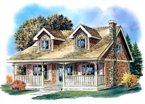 Country house plans 40-234 - front exterior, 1,311 sq ft, 3 bed, 2 bath house plans | Monster House Plans