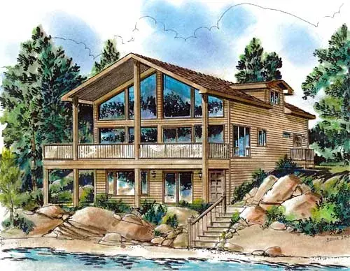 Contemporary house plans 40-242 - front exterior, 1,345 sq ft, 2 bed, 1 bath house plans | Monster House Plans