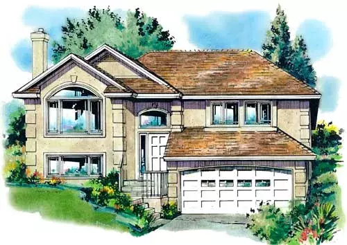 Traditional house plans 40-250 - front exterior, 1,367 sq ft, 3 bed, 2 bath house plans | Monster House Plans
