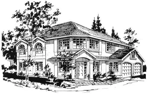 Southwest house plans 40-260 - front exterior, 1,380 sq ft, 3 bed, 2 bath house plans | Monster House Plans