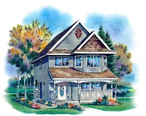 Country house plans 40-262 - front exterior, 1,384 sq ft, 3 bed, 2 bath house plans | Monster House Plans
