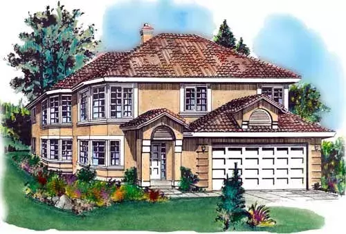 Southwest house plans 40-263 - front exterior, 1,385 sq ft, 3 bed, 2 bath house plans | Monster House Plans