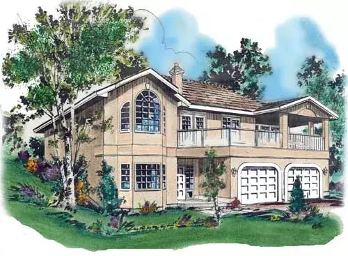 Southwest house plans 40-267 - front exterior, 1,389 sq ft, 2 bed, 2 bath house plans | Monster House Plans
