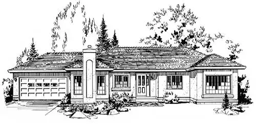Traditional house plans 40-271 - front exterior, 1,392 sq ft, 2 bed, 2 bath house plans | Monster House Plans