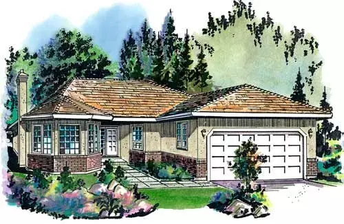 Traditional house plans 40-274 - front exterior, 1,395 sq ft, 3 bed, 2 bath house plans | Monster House Plans