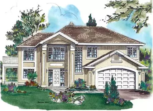 Mediterranean house plans 40-275 - front exterior, 1,396 sq ft, 3 bed, 2 bath house plans | Monster House Plans