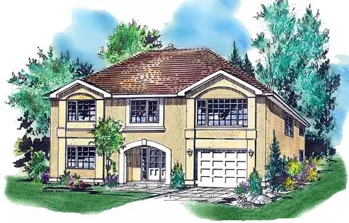 Southwest house plans 40-276 - front exterior, 1,397 sq ft, 3 bed, 2 bath house plans | Monster House Plans