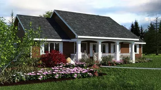 Country house plans 40-279 - front exterior, 1,412 sq ft, 3 bed, 2 bath house plans | Monster House Plans