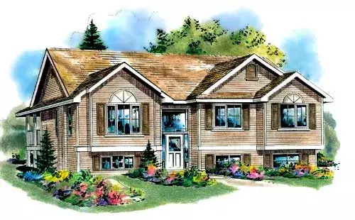 Traditional house plans 40-283 - front exterior, 1,418 sq ft, 3 bed, 2 bath house plans | Monster House Plans