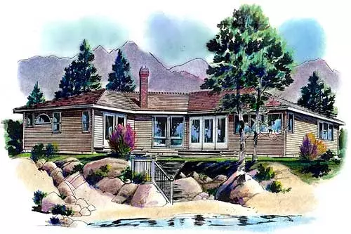 Contemporary house plans 40-286 - front exterior, 1,428 sq ft, 2 bed, 2 bath house plans | Monster House Plans