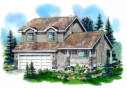 Country house plans 40-292 - front exterior, 1,447 sq ft, 3 bed, 2 bath house plans | Monster House Plans