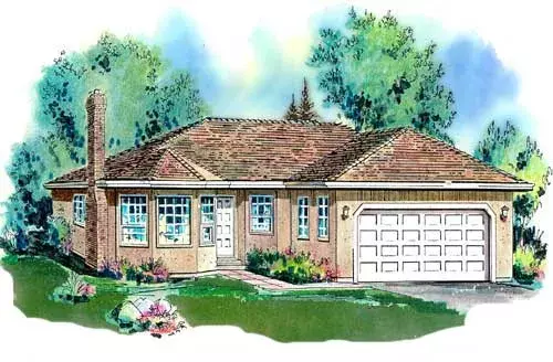 Traditional house plans 40-293 - front exterior, 1,450 sq ft, 3 bed, 2 bath house plans | Monster House Plans