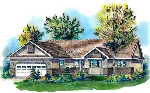 Traditional house plans 40-315 - front exterior, 1,497 sq ft, 3 bed, 2 bath house plans | Monster House Plans