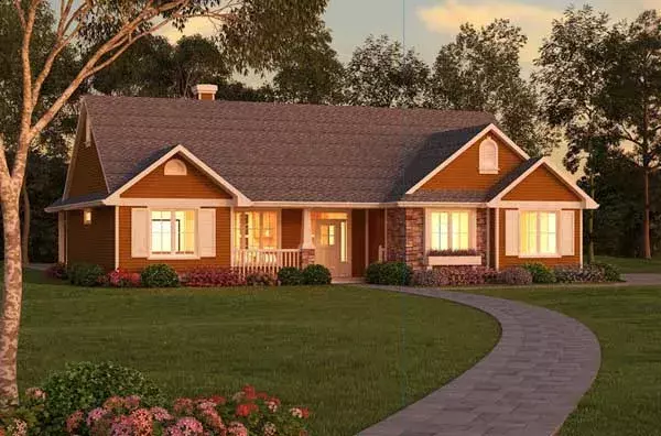 Traditional house plans 40-321 - front exterior, 1,511 sq ft, 3 bed, 2 bath house plans | Monster House Plans