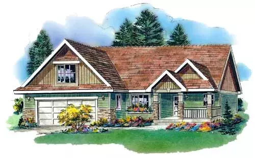 Country house plans 40-322 - front exterior, 1,514 sq ft, 2 bed, 2 bath house plans | Monster House Plans