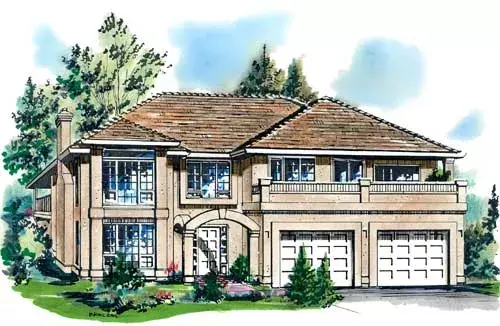 Southwest house plans 40-327 - front exterior, 1,539 sq ft, 2 bed, 2 bath house plans | Monster House Plans