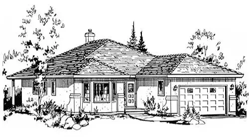 Traditional house plans 40-328 - front exterior, 1,540 sq ft, 2 bed, 2 bath house plans | Monster House Plans