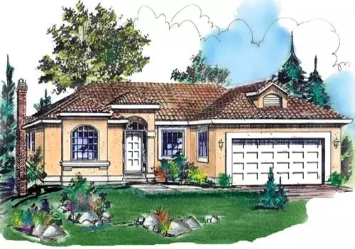 Southwest house plans 40-333 - front exterior, 1,551 sq ft, 2 bed, 2 bath house plans | Monster House Plans
