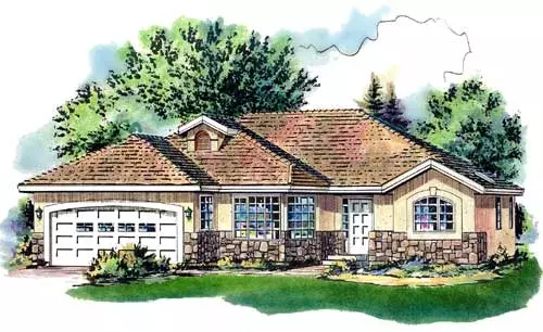 Traditional house plans 40-341 - front exterior, 1,571 sq ft, 3 bed, 2 bath house plans | Monster House Plans
