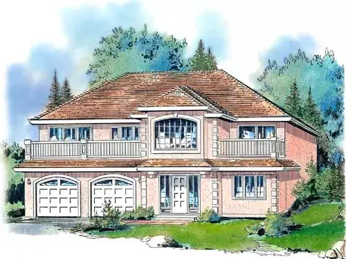 Mediterranean house plans 40-342 - front exterior, 1,572 sq ft, 3 bed, 2 bath house plans | Monster House Plans