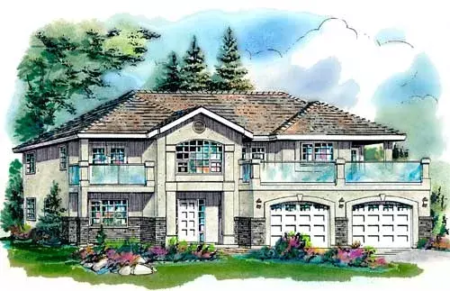 Southwest house plans 40-344 - front exterior, 1,573 sq ft, 3 bed, 2 bath house plans | Monster House Plans