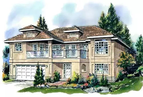 Contemporary house plans 40-357 - front exterior, 1,593 sq ft, 3 bed, 2 bath house plans | Monster House Plans