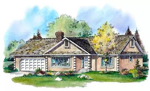 Traditional house plans 40-366 - front exterior, 1,634 sq ft, 3 bed, 2 bath house plans | Monster House Plans