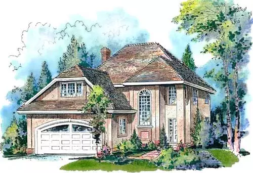 European house plans 40-374 - front exterior, 1,651 sq ft, 3 bed, 2 bath house plans | Monster House Plans