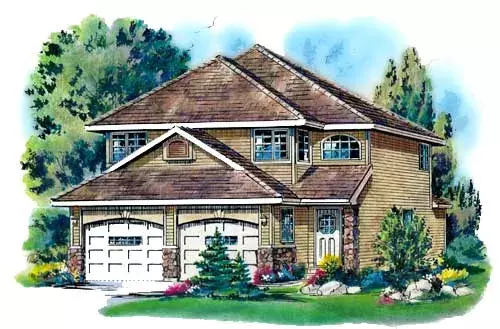Traditional house plans 40-378 - front exterior, 1,657 sq ft, 3 bed, 2 bath house plans | Monster House Plans