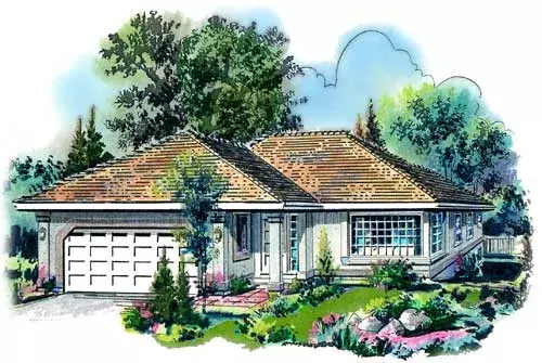 Traditional house plans 40-383 - front exterior, 1,676 sq ft, 3 bed, 2 bath house plans | Monster House Plans