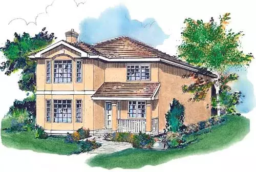 Traditional house plans 40-385 - front exterior, 1,684 sq ft, 4 bed, 2 bath house plans | Monster House Plans