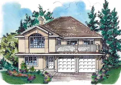 Southwest house plans 40-387 - front exterior, 1,694 sq ft, 3 bed, 2 bath house plans | Monster House Plans