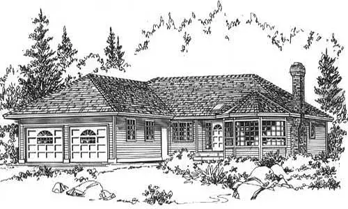 Traditional house plans 40-397 - front exterior, 1,719 sq ft, 3 bed, 2 bath house plans | Monster House Plans