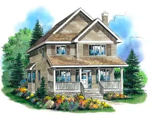 Country house plans 40-399 - front exterior, 1,722 sq ft, 3 bed, 2 bath house plans | Monster House Plans