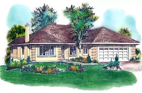 Traditional house plans 40-406 - front exterior, 1,744 sq ft, 3 bed, 2 bath house plans | Monster House Plans