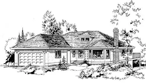 Traditional house plans 40-409 - front exterior, 1,755 sq ft, 3 bed, 2 bath house plans | Monster House Plans