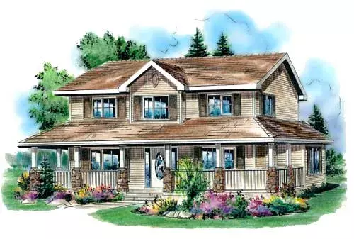 Country house plans 40-415 - front exterior, 1,779 sq ft, 4 bed, 2 bath house plans | Monster House Plans