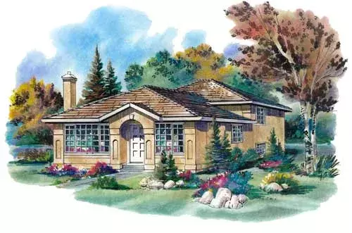 Southwest house plans 40-421 - front exterior, 1,784 sq ft, 4 bed, 2 bath house plans | Monster House Plans