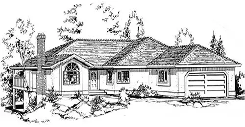 Traditional house plans 40-429 - front exterior, 1,813 sq ft, 3 bed, 2 bath house plans | Monster House Plans
