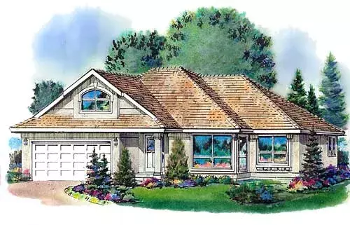 Traditional house plans 40-435 - front exterior, 1,838 sq ft, 2 bed, 2 bath house plans | Monster House Plans