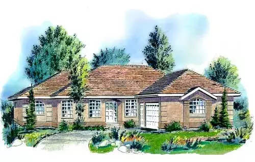 Southwest house plans 40-439 - front exterior, 1,850 sq ft, 3 bed, 2 bath house plans | Monster House Plans