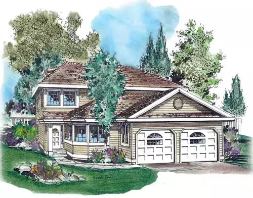 Traditional house plans 40-444 - front exterior, 1,862 sq ft, 3 bed, 2 bath house plans | Monster House Plans