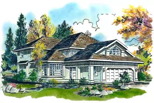Southwest house plans 40-452 - front exterior, 1,881 sq ft, 3 bed, 2 bath house plans | Monster House Plans