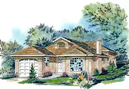 Southwest house plans 40-458 - front exterior, 1,891 sq ft, 4 bed, 2 bath house plans | Monster House Plans