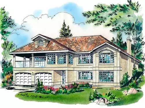 Southwest house plans 40-460 - front exterior, 1,904 sq ft, 3 bed, 2 bath house plans | Monster House Plans