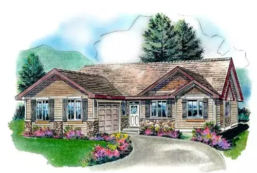 Traditional house plans 40-463 - front exterior, 1,916 sq ft, 2 bed, 2 bath house plans | Monster House Plans