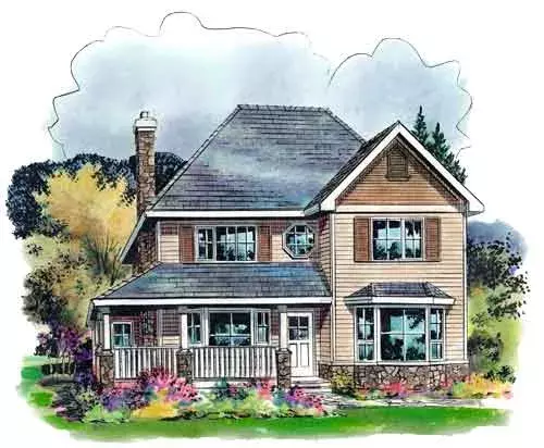 Country house plans 40-465 - front exterior, 1,917 sq ft, 4 bed, 2 bath house plans | Monster House Plans