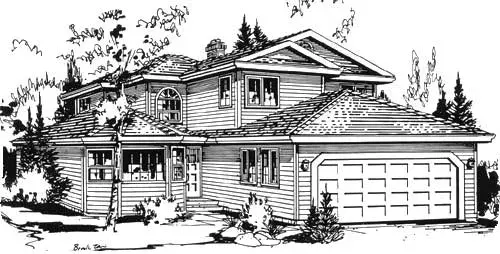 Traditional house plans 40-467 - front exterior, 1,919 sq ft, 3 bed, 2 bath house plans | Monster House Plans